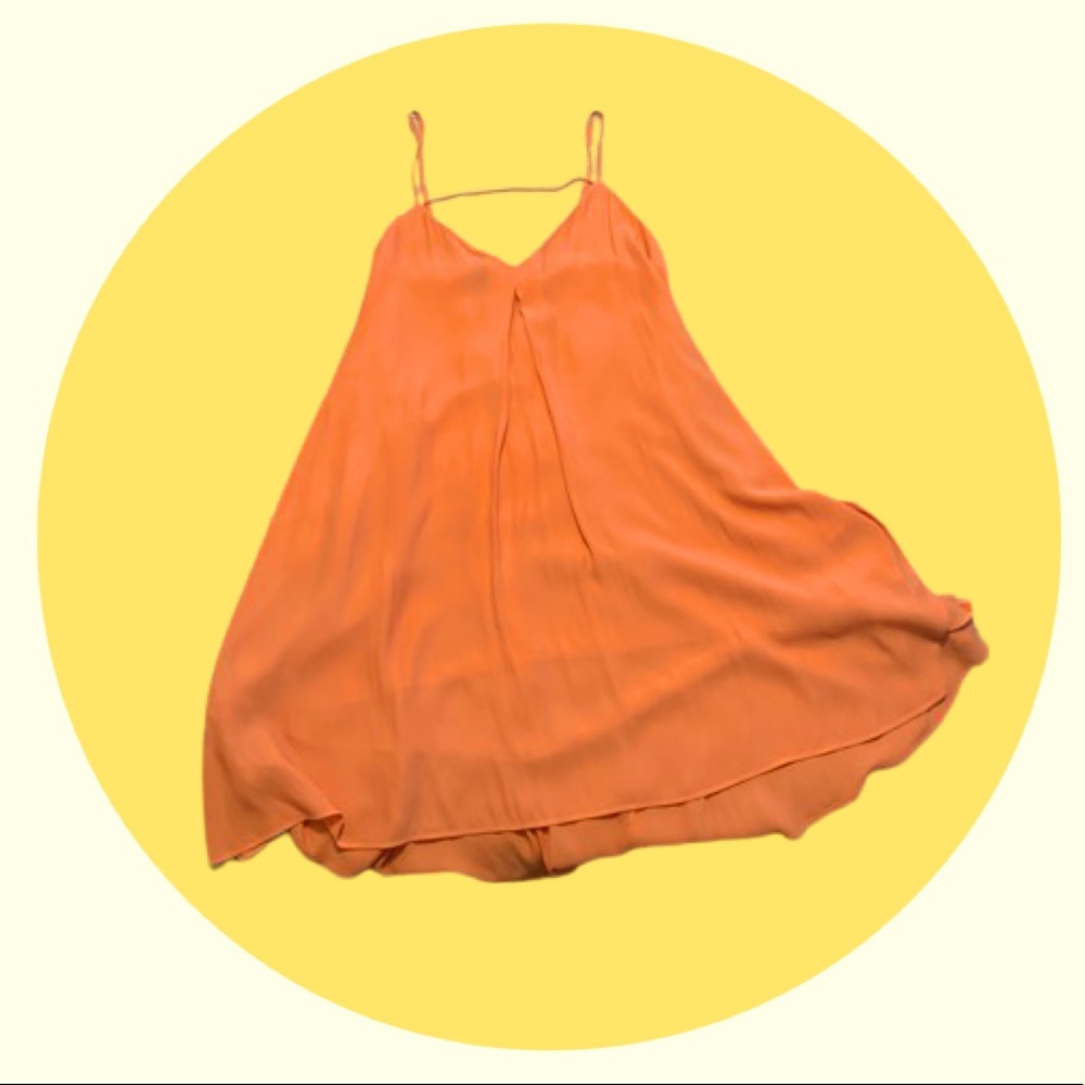 Peach flowy spaghetti strap dress